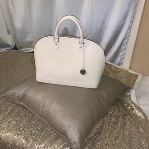 Eggshell White Pulicati Italian Leather Satchel